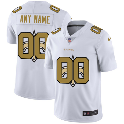 New Orleans Saints Custom White Men's Nike Team Logo Dual Overlap Limited NFL Jersey